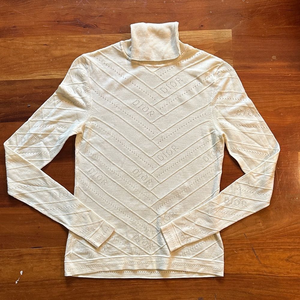 Dior *Rare* Vintage Cream Turtleneck Logo Sweater